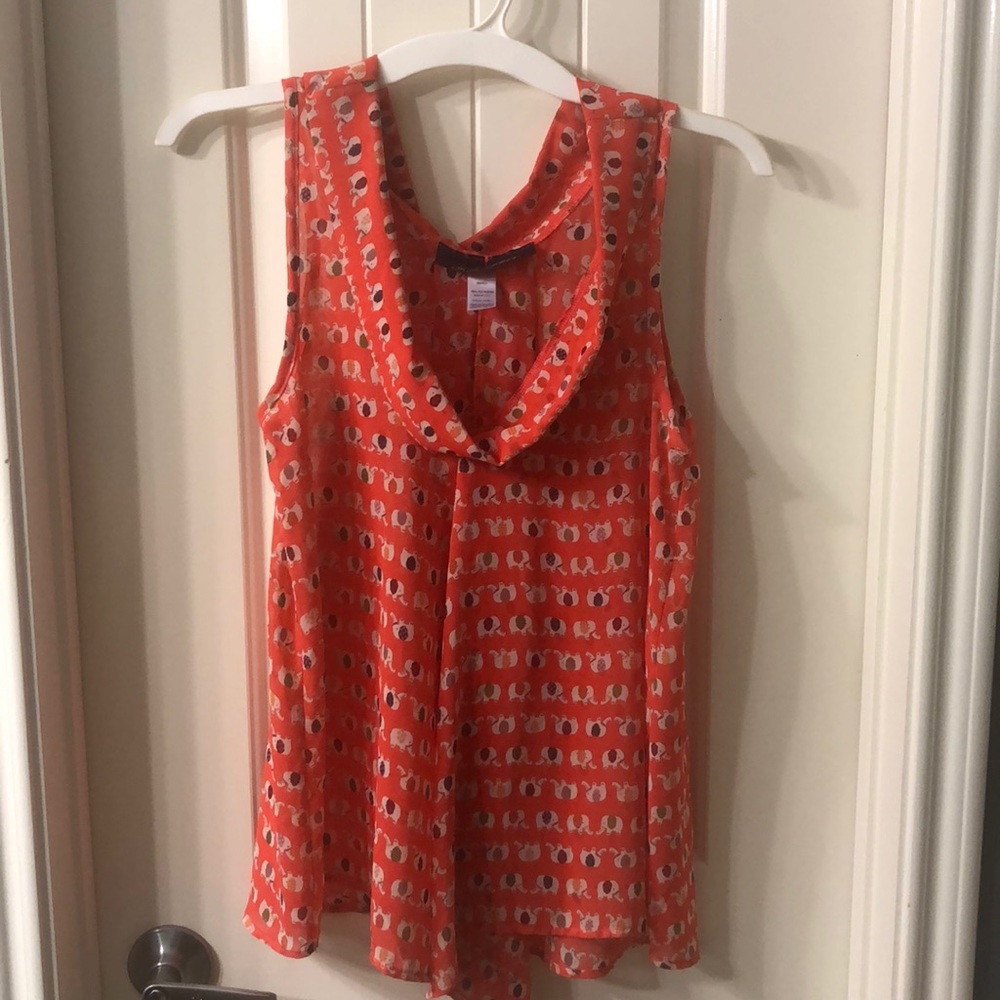 Orange elephant print swing blouse
